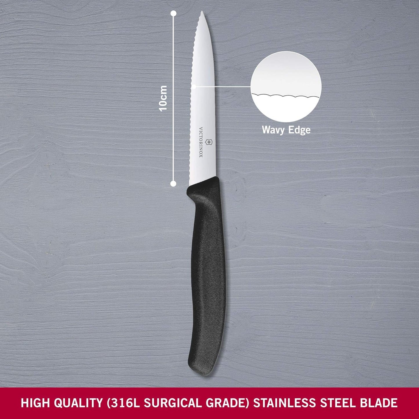 Swiss Classic Wavy Paring Knife Black 10cm boatyardmalaysia