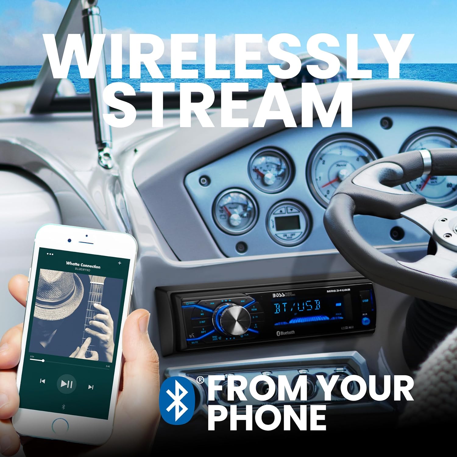 Boss Audio MCBK634B.6 Package W/MR634UAB, 2-MR6B Speakers & MRANT10 Antenna - Black - Boatyard Malaysia