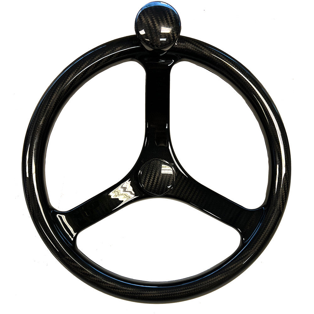 SCHMITT MARINE Carbon Fiber Primus Wheel w/Knob 13.5" w/Santoprene Finger Grip 3/4" Tapered Shaft w/CF Nut - Boatyard Malaysia