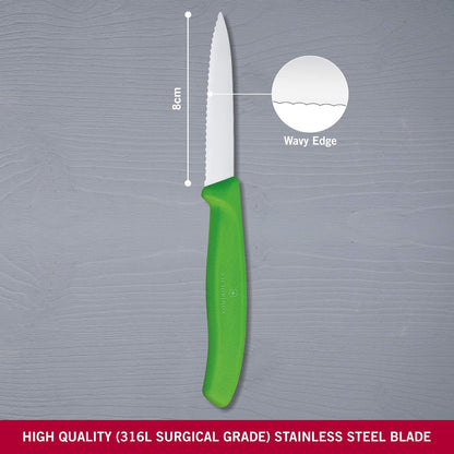 Swiss Classic Wavy Paring Knife Green 8cm boatyardmalaysia