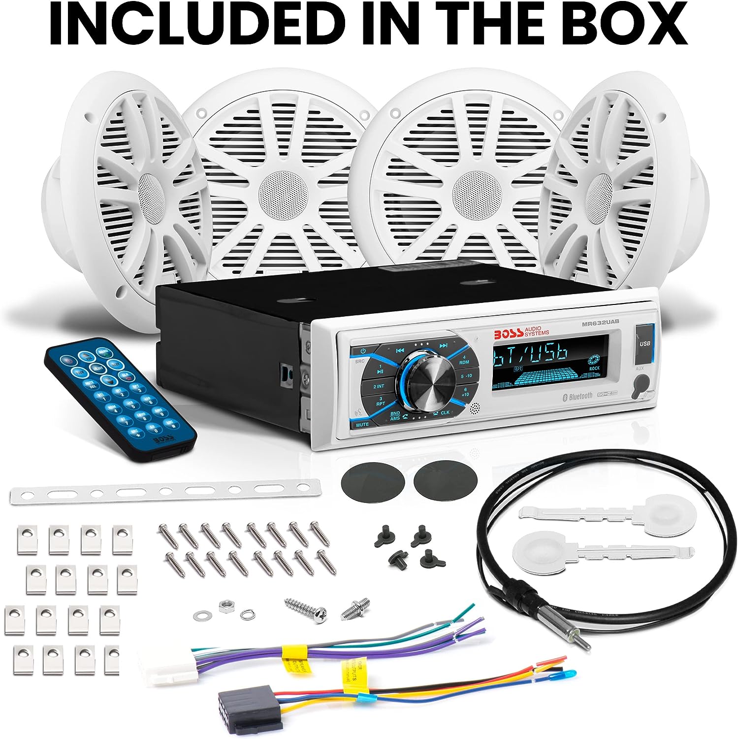 Boss Audio MCK632WB.64 Package W/ MR632UAB 4 MR6W Speakers - Boatyard Malaysia