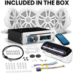 Boss Audio MCK508WB.64S Package W/MR508UABW Stereo - 2-Pair MR6W Speakers & MRC5 Enclosure & Antenna - Boatyard Malaysia