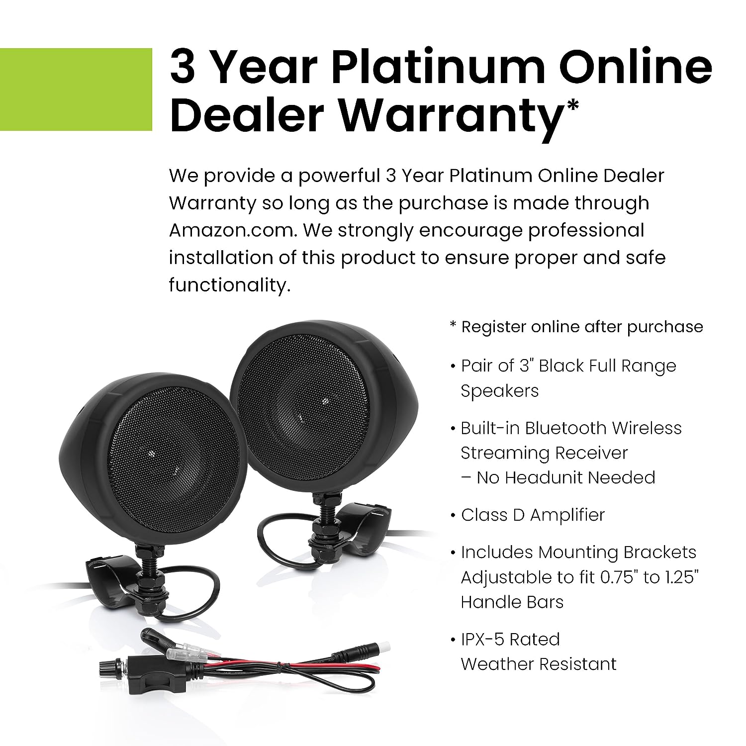 Boss Audio MCBK425BA 600W Motorcycle/ATV Sound System W/Bluetooth - Black - Boatyard Malaysia