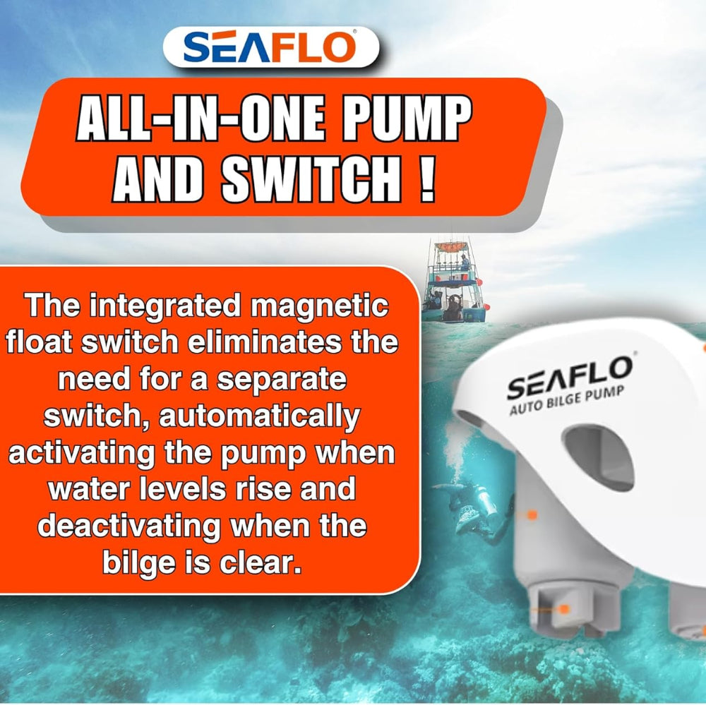 Seaflo Submersible Automatic Bilge Pump with Float Switch 750GPH, 12V - Boatyard Malaysia