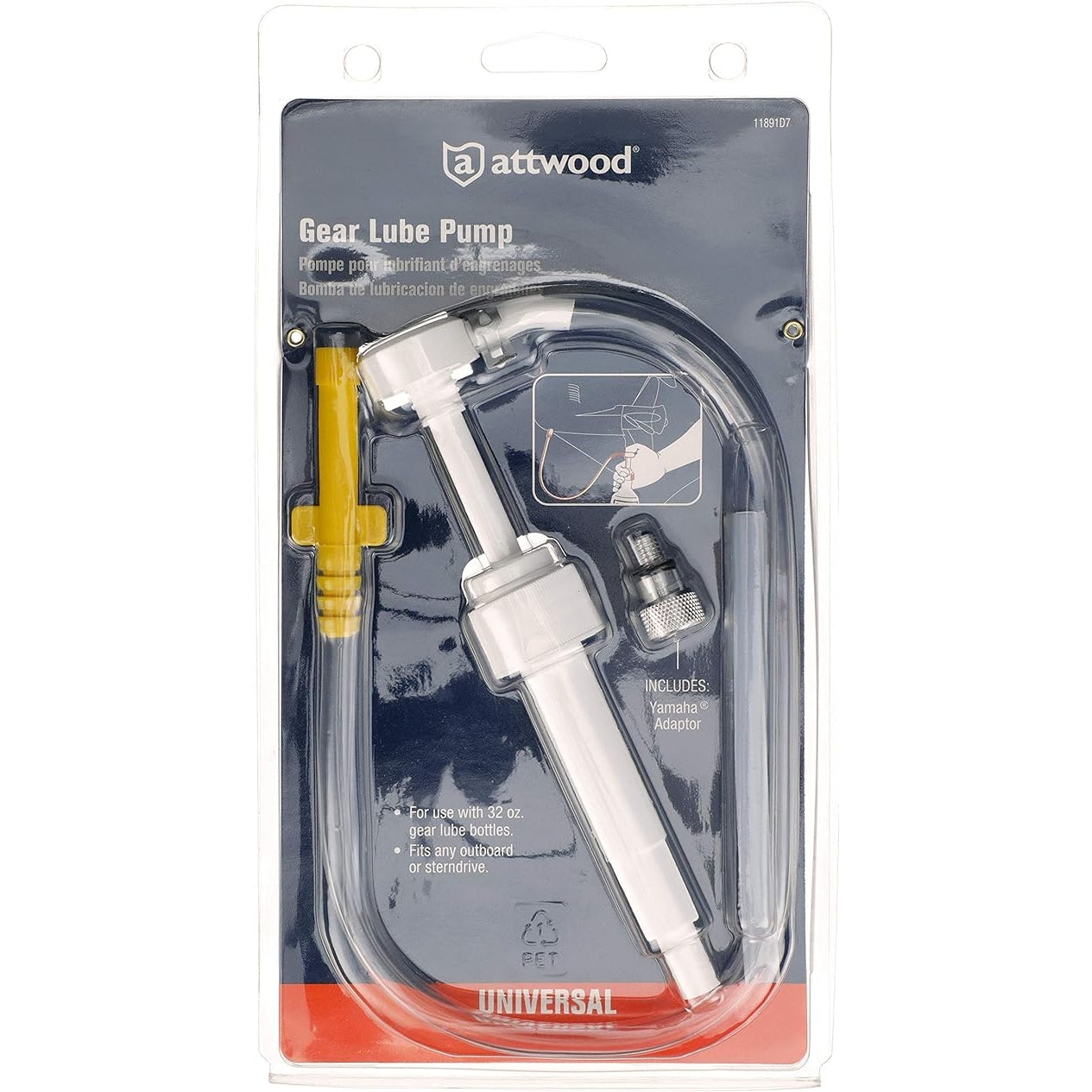 Attwood 11891D7 Gear Lube Pump, for Use with 32-Ounce Gear Lube Bottle, Universal Fit, Includes 1 Yamaha Adapter - Boatyard Malaysia