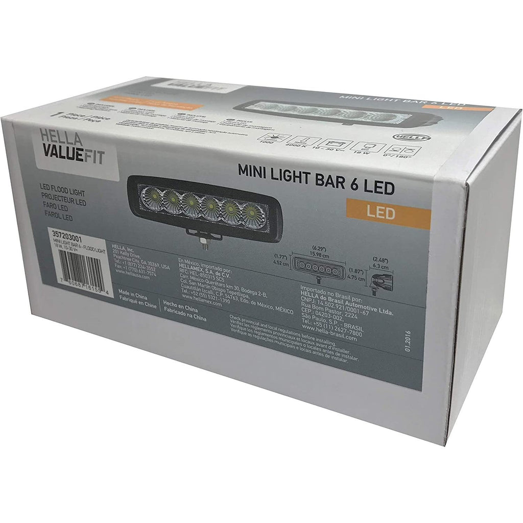 Hella Marine Value Fit Mini 6 LED Flood Light Bar - Black - Boatyard Malaysia