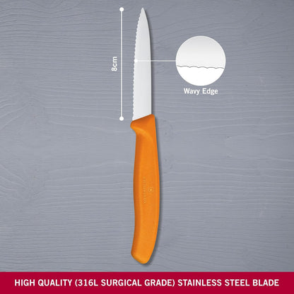 Swiss Classic Wavy Paring Knife Orange 8cm boatyardmalaysia