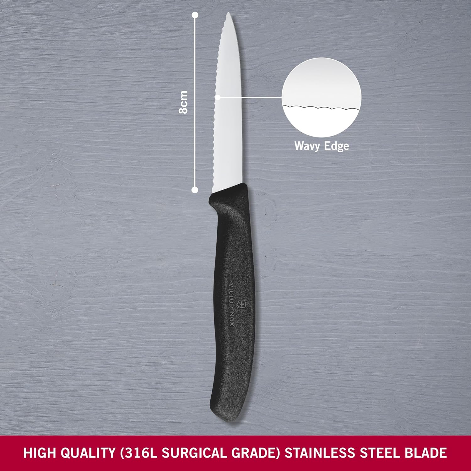 Swiss Classic Wavy Paring Knife Black 8cm boatyardmalaysia