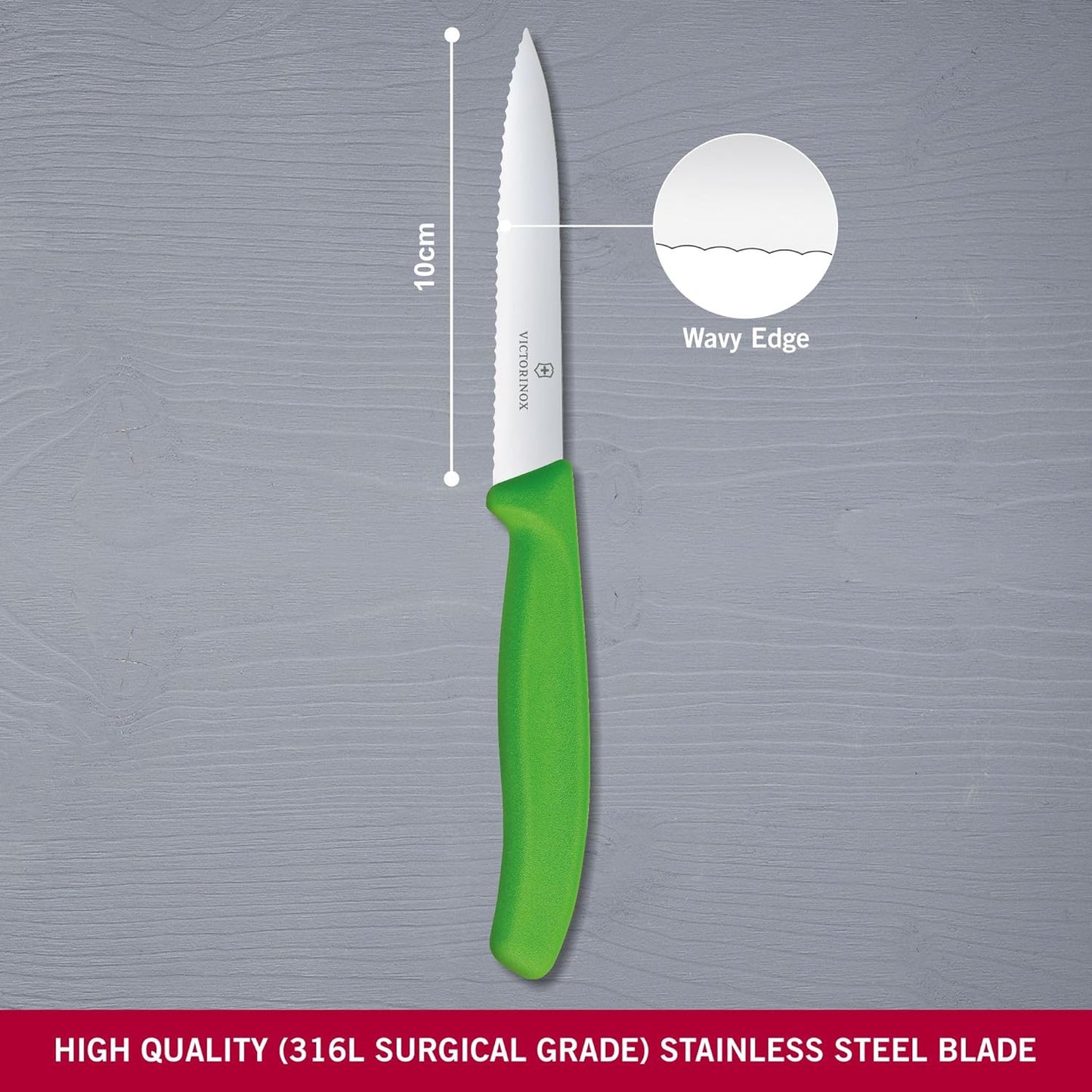 Swiss Classic Wavy Paring Knife Green 10cm boatyardmalaysia