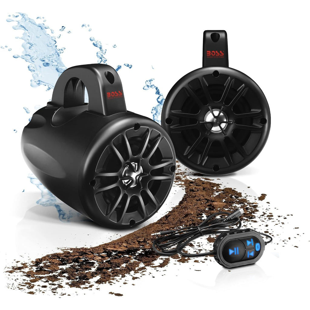 Boss Audio BM40AMPBT 4" 2-Way Amplified Roll Cage/Waketower Speaker Pods W/Bluetooth Controller - Boatyard Malaysia