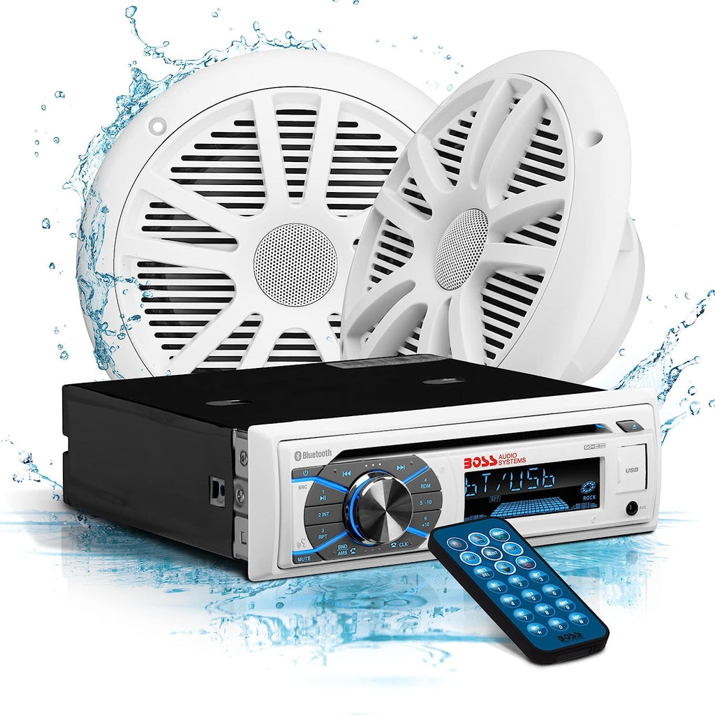 Boss Audio MCK508WB.6 Package W/MR508UABW Receiver, 2 - 6.5" Speakers & Antenna - Boatyard Malaysia