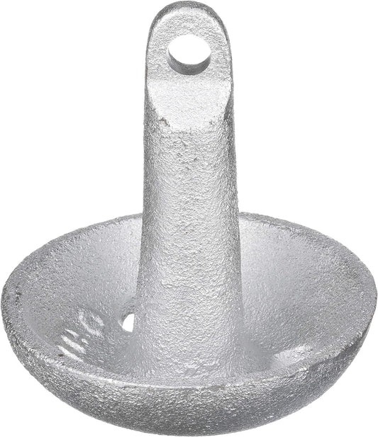 Attwood 9941-1 Cast Iron 8-Pound Wide Area Mushroom Anchor with Large Steel Eye, Silver Finish