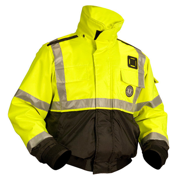 Mustang Survival Mustang Classic Flotation Bomber Jacket ANSI HI-VIS - Yellow/Green - Small - Boatyard Malaysia