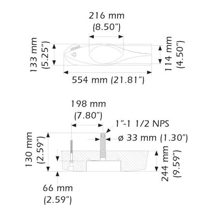 B275C-LHW Wide Beam CHIRP Bronze Thru-Hull Transducer boatyardmalaysia