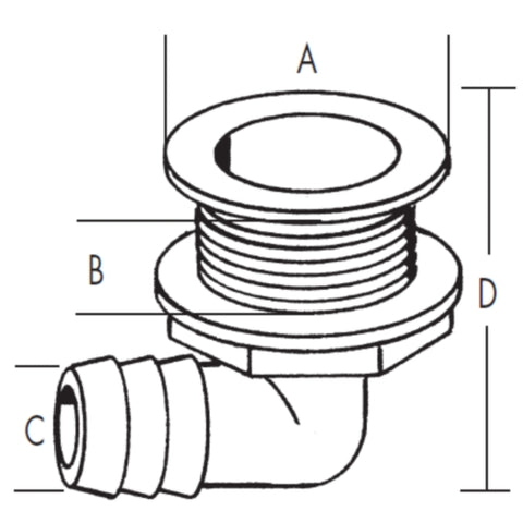 T-H MARINE STRAIGHT BARBED ALL PURPOSE DRAIN WHITE