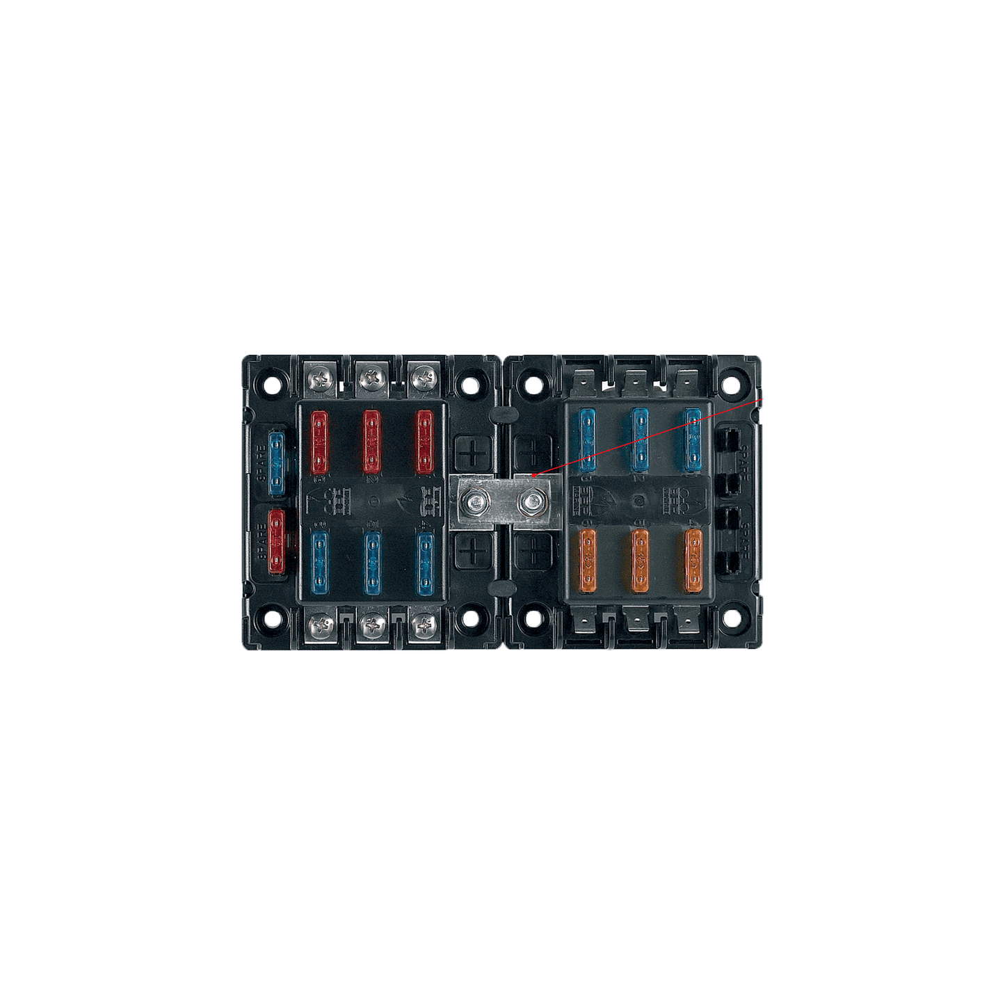 ATC Six Way Fuse Holder and Screw Terminals with Cover and Link boatyardmalaysia