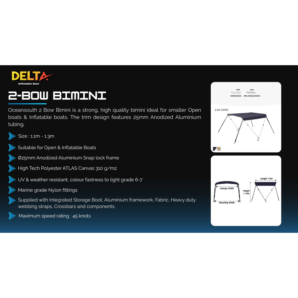 Delta AL 360 Rigid Inflatable Boat with 2-Bow Bimini & ST Console boatyardmalaysia