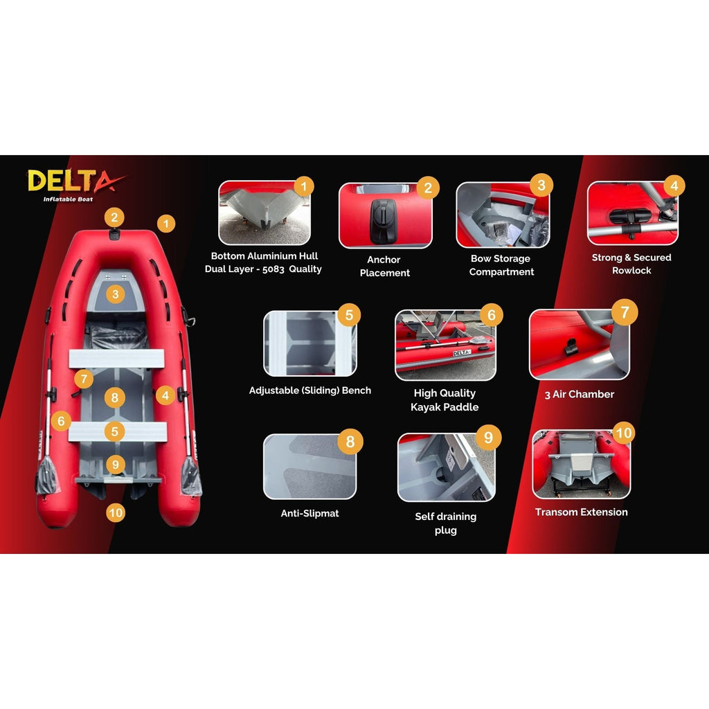 Delta AL 330 Rigid Inflatable Boat with 2-Bow Bimini & ST Console boatyardmalaysia