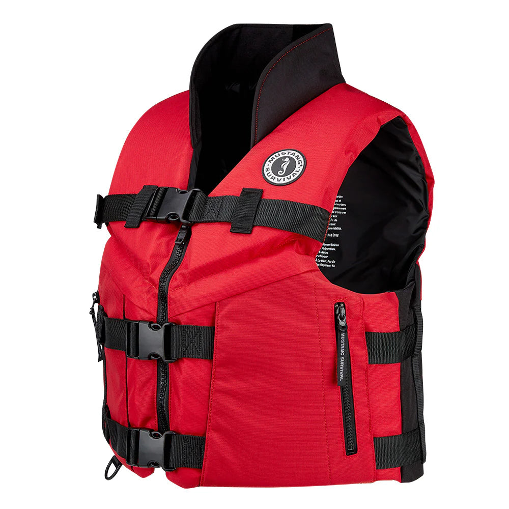 Mustang Accel 100 Foam Fishing Vest - Medium - Red-Black boatyardmalaysia