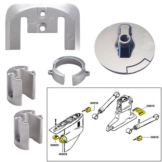 Anode Kit Merc Bravo 1 W/ Hardware Zinc Polybag boatyardmalaysia