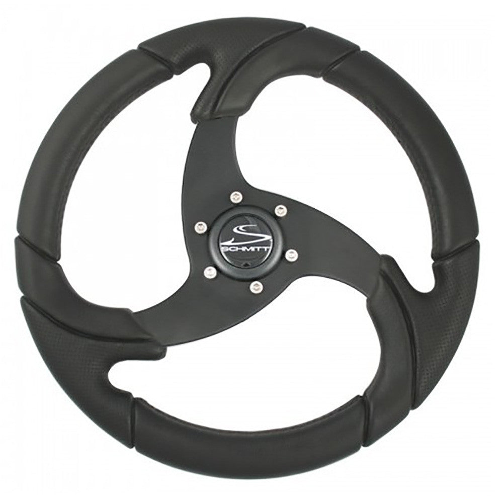 SCHMITT MARINE Folletto 14.2" Wheel - Black Polyurethane - 3/4" Tapered Shaft w/Black Center Cap - Boatyard Malaysia