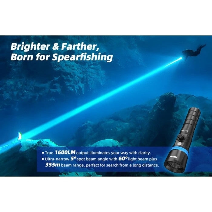 XTAR DH1 1600 SET 1600L ULTRA-NARROW BEAM SPEARFISHING FLASHLIGHT boatyardmalaysia