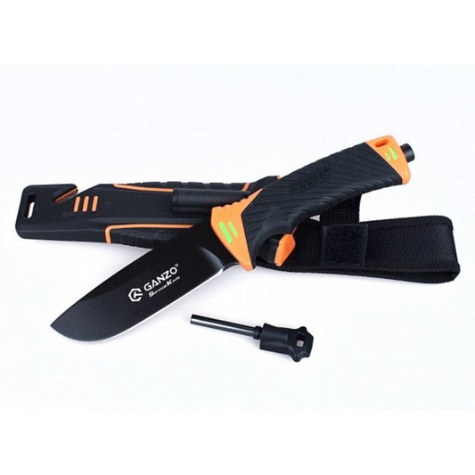 Fixed Blade Knife Cutter Fire Starter w Sheath G8012-OR boatyardmalaysia