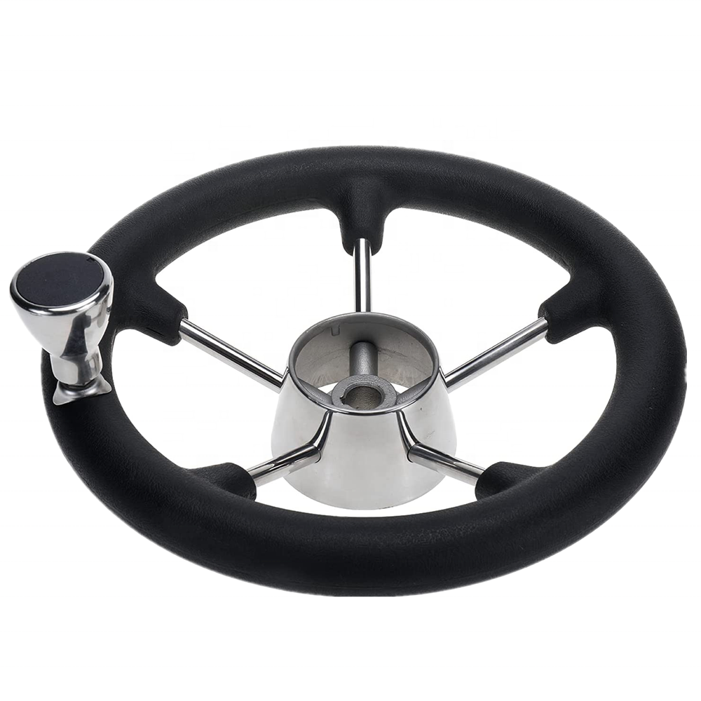 Marine Steering Wheel 5-Spoke 13-1/2 Inch Stainless Boat Steering Wheel with Knob