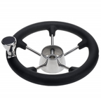 Marine Steering Wheel 5-Spoke 13-1/2 Inch Stainless Boat Steering Wheel with Knob