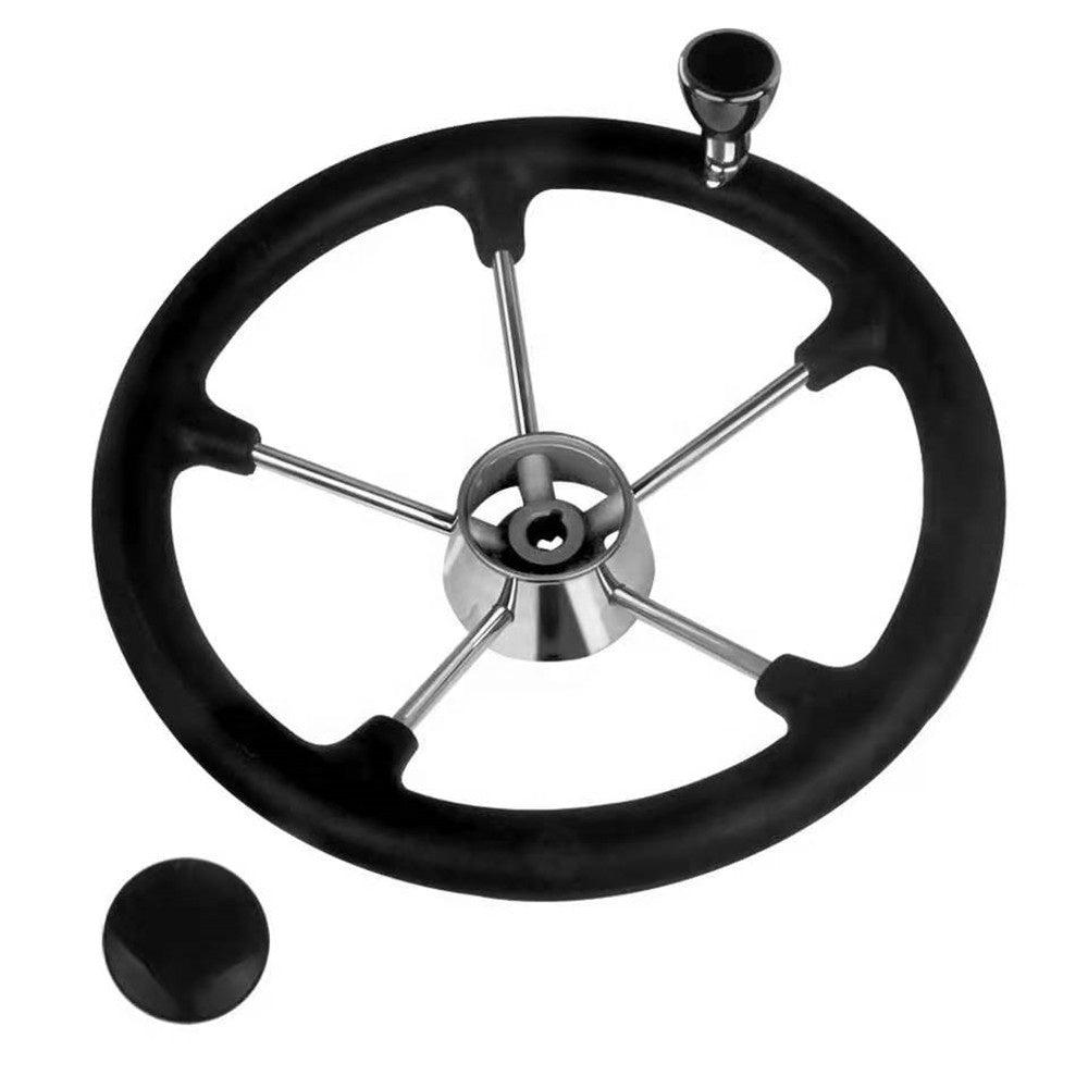 Marine Steering Wheel 5-Spoke 13-1/2 Inch Stainless Boat Steering Wheel with Knob
