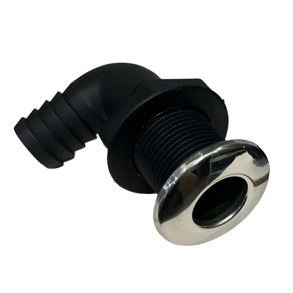 Boatyard Malaysia Nylon Plastic Thru Hull Bilge Fitting w/ stainless Steel - 90Deg 20mm - Boatyard Malaysia
