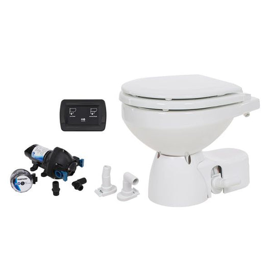 Jabsco Quiet Flush E2 Raw Water Toilet Compact Bowl - 12V - Soft Close Lid