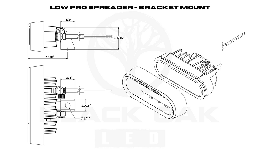 Black Oak Led Low Pro™ Marine Spreader Light Blue Led - Bracket Mount - Boatyard Malaysia