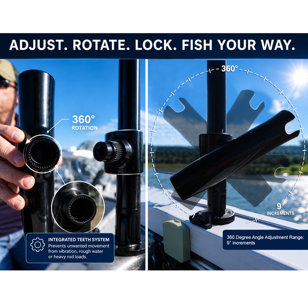 Aluminium Clamp-On 360° Rod Holder Regular 38-44-50MM