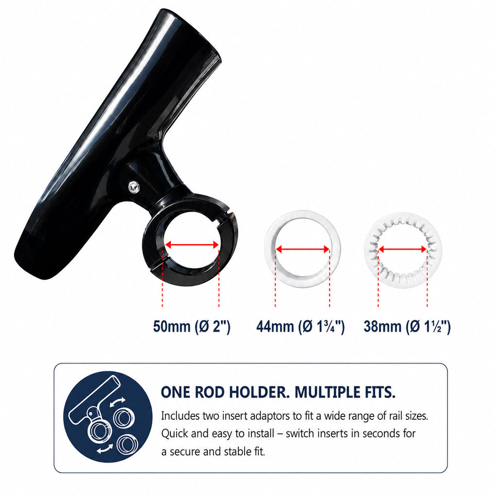 Aluminium Clamp-On 360° Rod Holder Regular 38-44-50MM