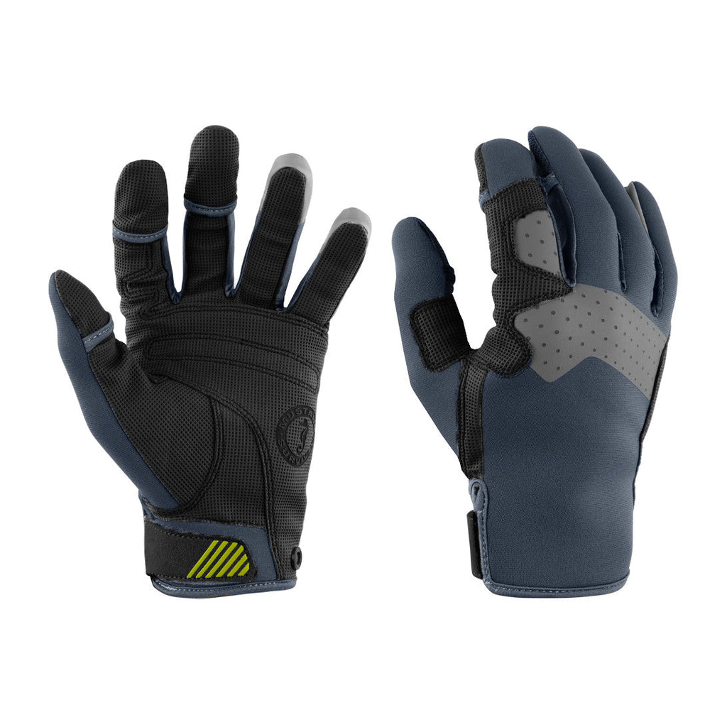 Mustang Survival Traction Closed Finger Gloves Small Gray-Blue - Boatyard Malaysia