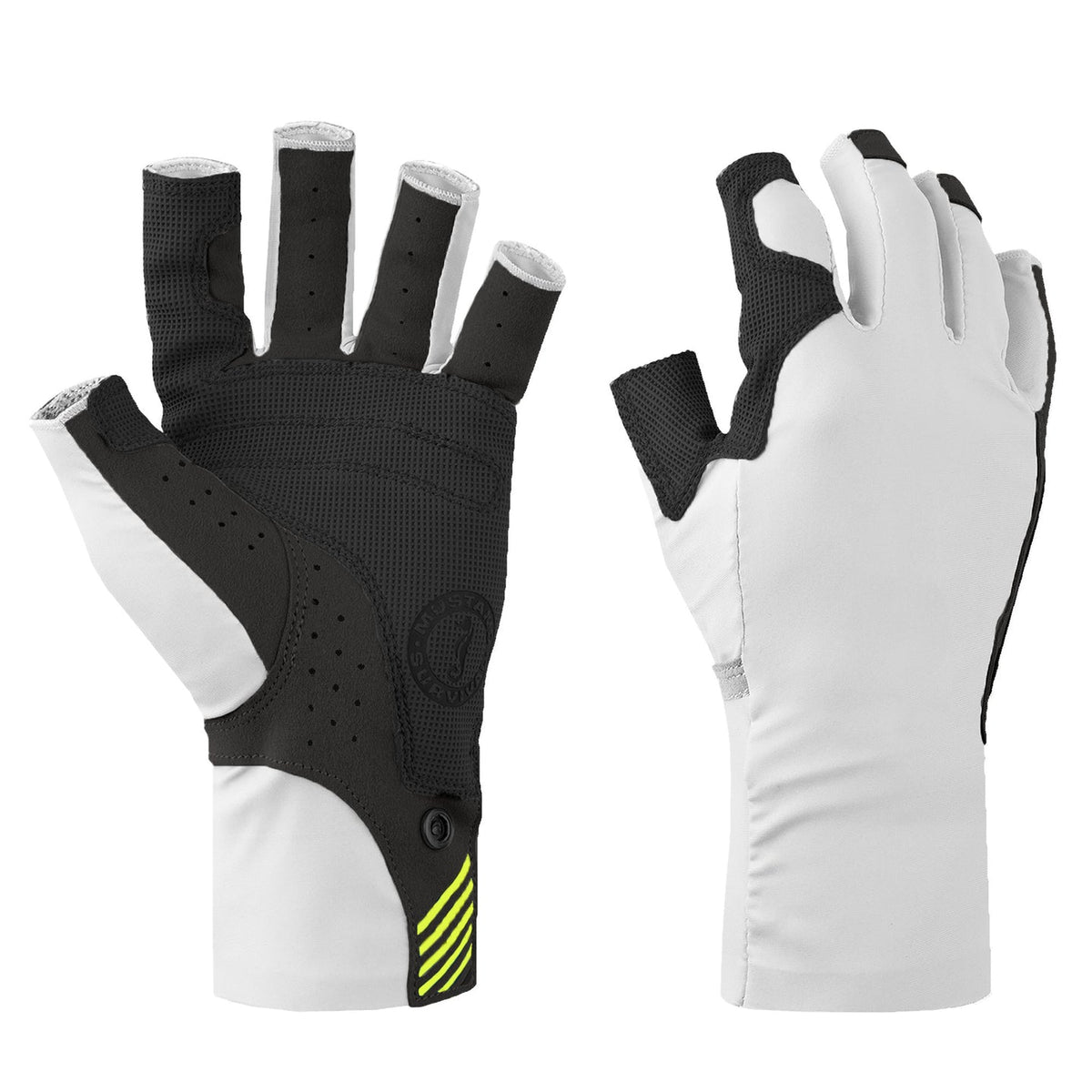 Mustang Survival Traction UV Open Finger Gloves White-Black - Boatyard Malaysia