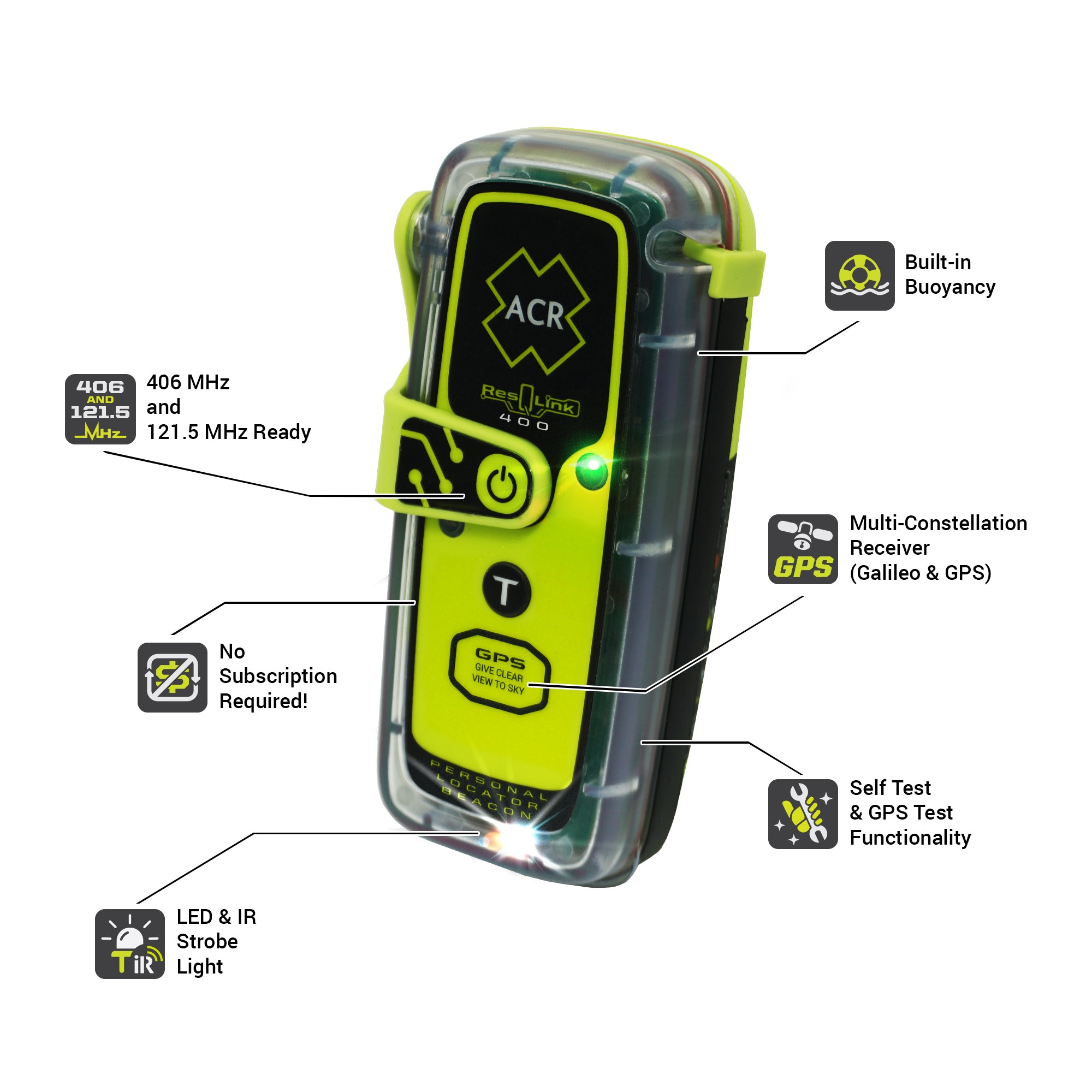 ACR Electronics ResQLink 400 Personal Locator Beacon Without Display - Boatyard Malaysia