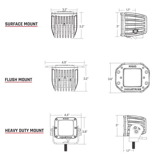 Rigid Industries D-Series Pro Spot Surface Mount 2 Lights - Boatyard Malaysia