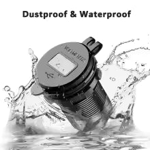12V/24V USB Outlet PD3.0 & QC3.0 Car USB Port Aluminum Socket with Button Switch Voltmeter for Car RV Marine Motorcycle Truck boatyardmalaysia