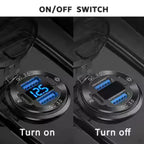 12V/24V USB Outlet PD3.0 & QC3.0 Car USB Port Aluminum Socket with Button Switch Voltmeter for Car RV Marine Motorcycle Truck boatyardmalaysia