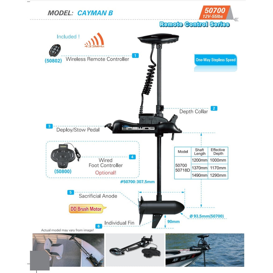Haswing Cayman B - Bow Mount Trolling Motor - White - Boatyard Malaysia