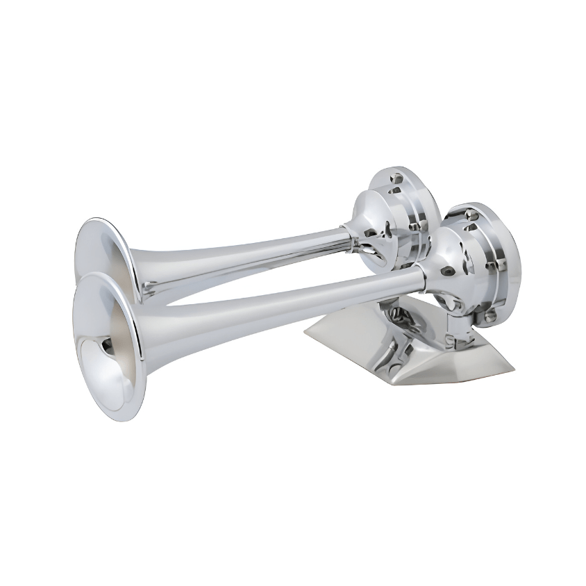 12V Chrome Plated Dual Trumpet Mini Air Horn boatyardmalaysia