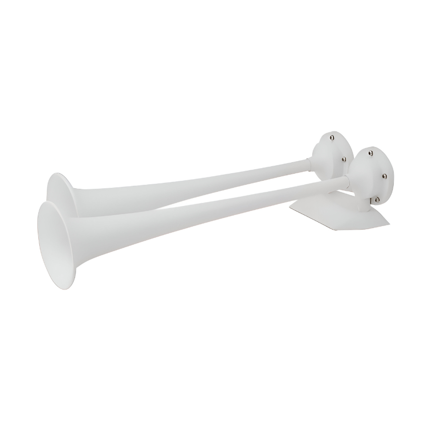 12V White Epoxy Coated Dual Trumpet Air Horn boatyardmalaysia