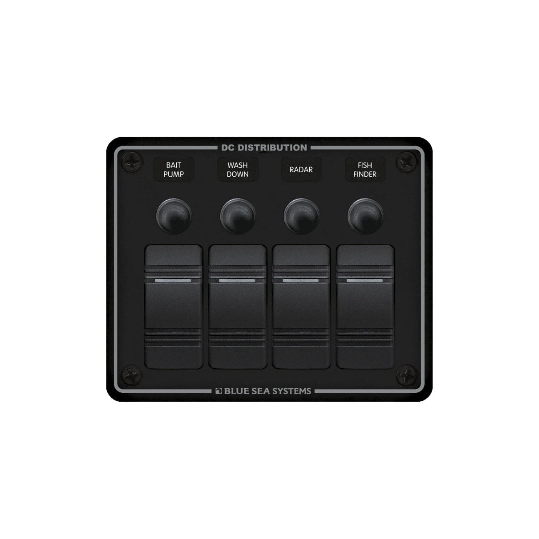 Water Resistant Circuit Breaker Panel 4 Position-Black boatyardmalaysia