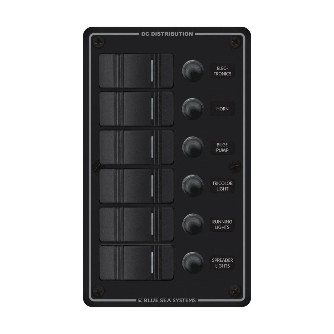 Water Resistant Circuit Breaker Panel 6 Position-Black boatyardmalaysia
