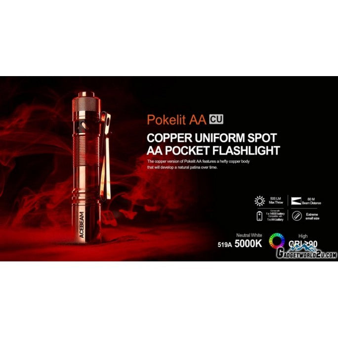 Pokelit AA CU Copper Nichia 519A High CRI90 LED 500 Lumens Flashlight boatyardmalaysia