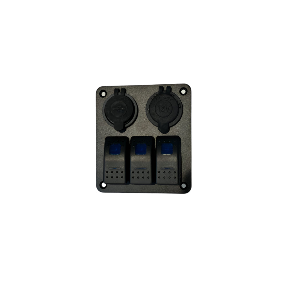 Boatyard Malaysia Boat Switch Panel 3 Rocker + 1 USB Port + 1 Ciggerete Port - Boatyard Malaysia