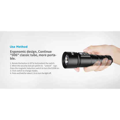 XTAR WHALE D26W 1000lm Warm Light Diving Flashlight boatyardmalaysia