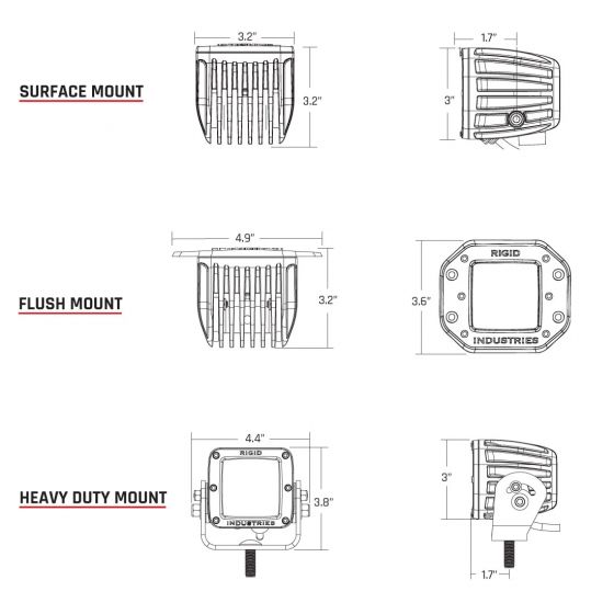 Rigid Industries D-Series Pro Spot Diffused Midnight Surface Mount | Pair - Boatyard Malaysia